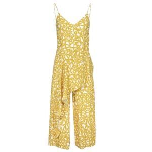 Anthropologie Maeve Brittany Goldenrod Asymmetrical Ruffle Capri Jumpsuit 12